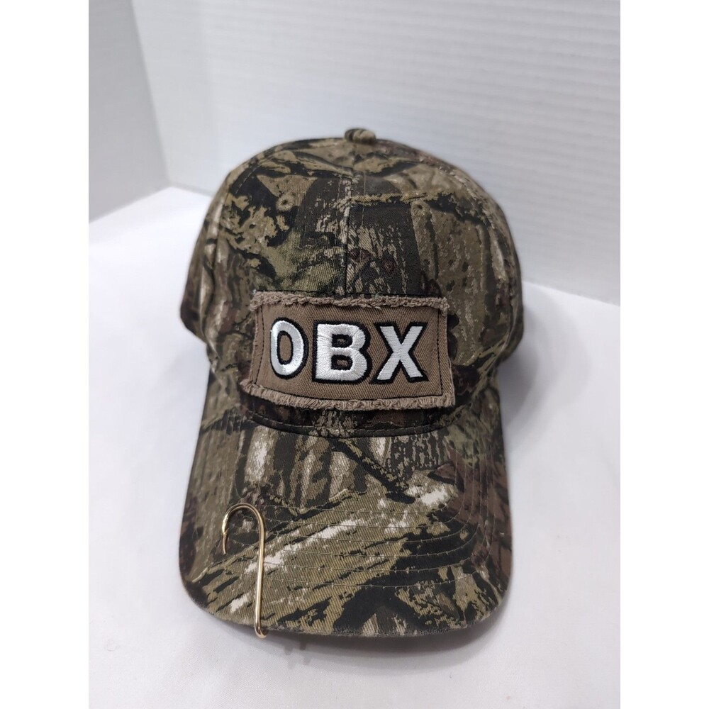 OBX Camo Hat strapback Goldtone Fish Hook North Carolina Adult EUC